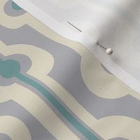 Seaweed stripes - sky blue and cream on fog pale blue - large scale