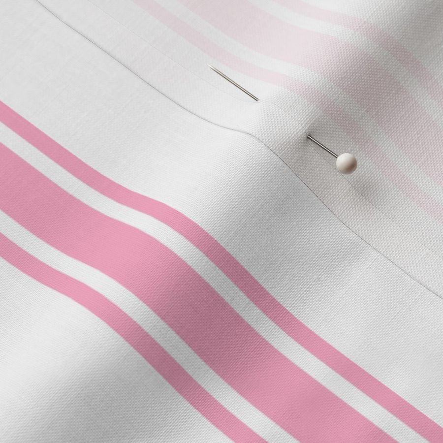 Pink Ticking Stripe on White