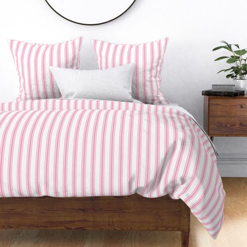 Pink Ticking Stripe on White