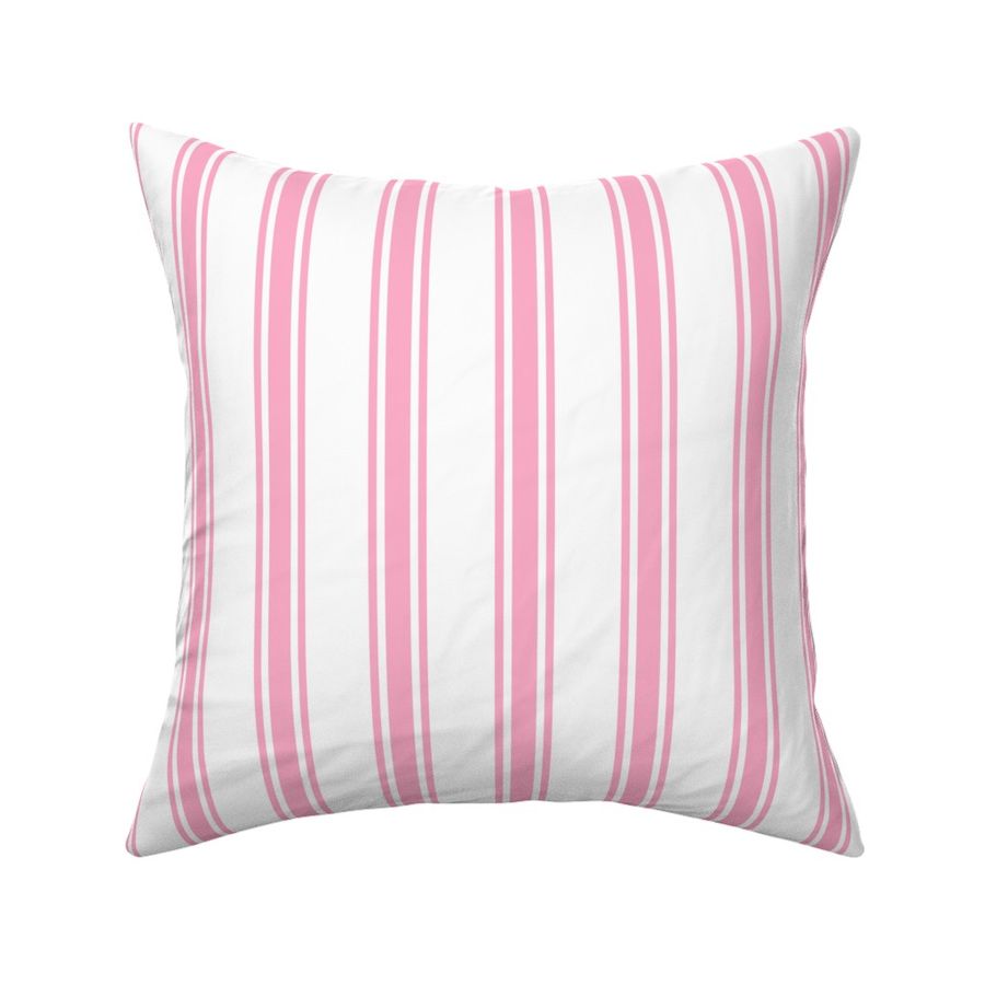 Pink Ticking Stripe on White