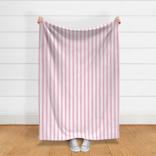 Pink Ticking Stripe on White