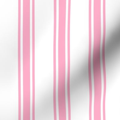 Pink Ticking Stripe on White