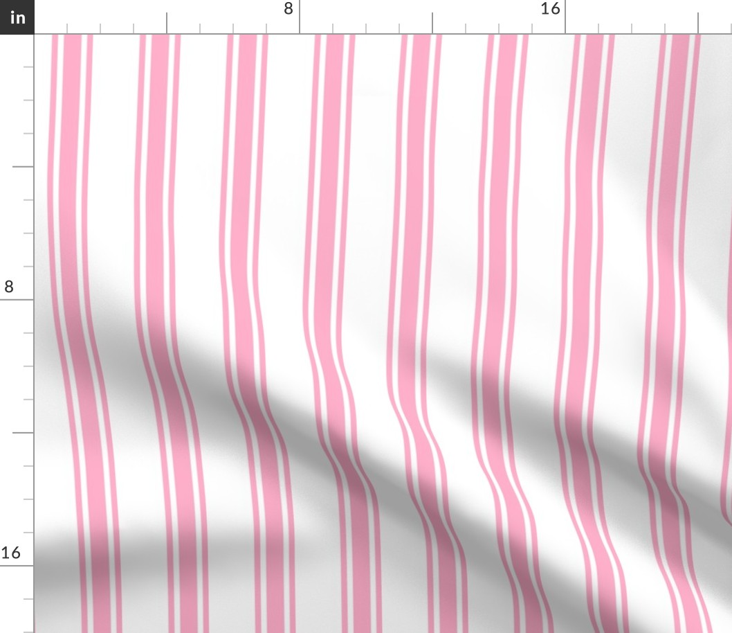 Pink Ticking Stripe on White