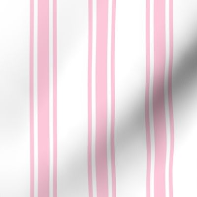 Bubblegum Ticking Stripe on White