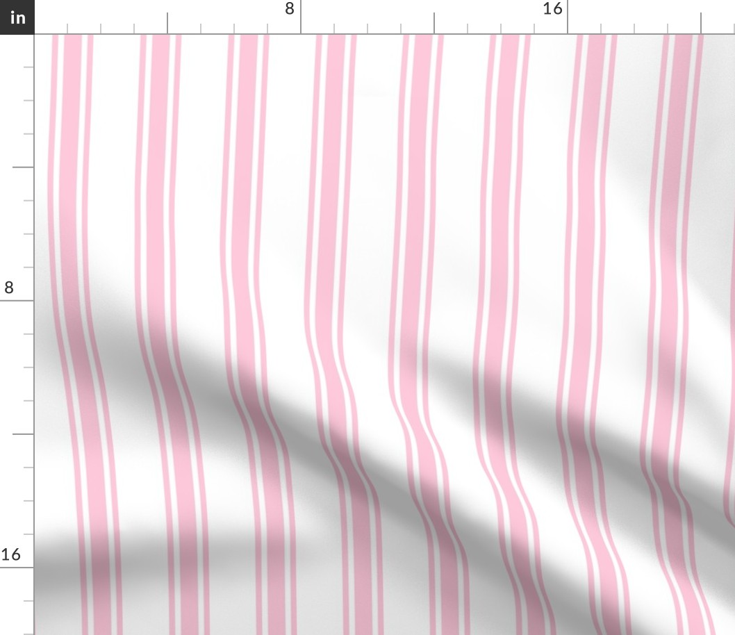 Bubblegum Ticking Stripe on White