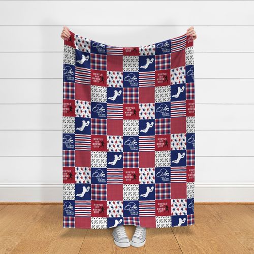 Football//Hustle Hit Never Quit//Giants - Wholecloth Cheater Quilt