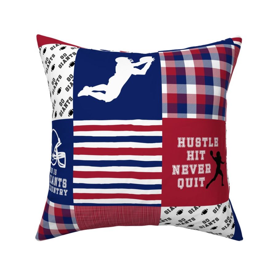 Football//Hustle Hit Never Quit//Giants - Wholecloth Cheater Quilt