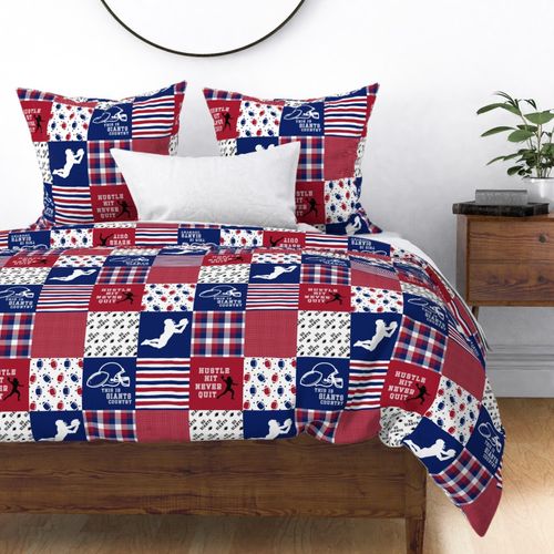 Football//Hustle Hit Never Quit//Giants - Wholecloth Cheater Quilt