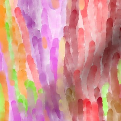 Random water colour marks in stripes red, bright green, orange, yellow, burgundy medium