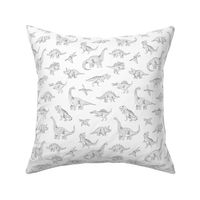 sketched dinosaurs black and white - playful kids baby nursery walls decor