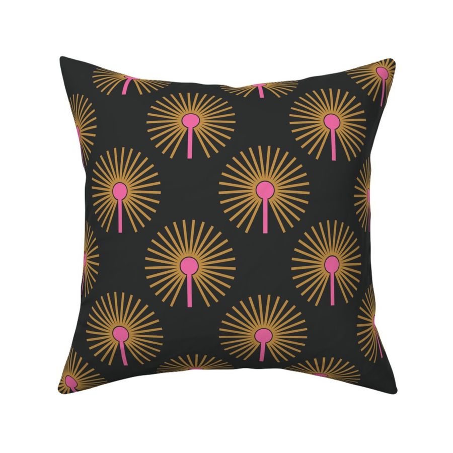 Abstract Dandelion | Lg Hot Pink, Black, + Ochre