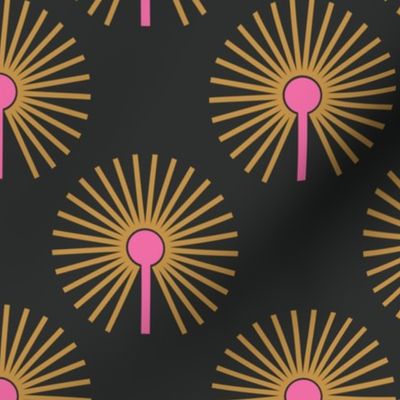 Abstract Dandelion | Lg Hot Pink, Black, + Ochre