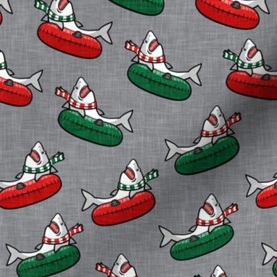 snow tubing sharks - winter shark- grey  - LAD22