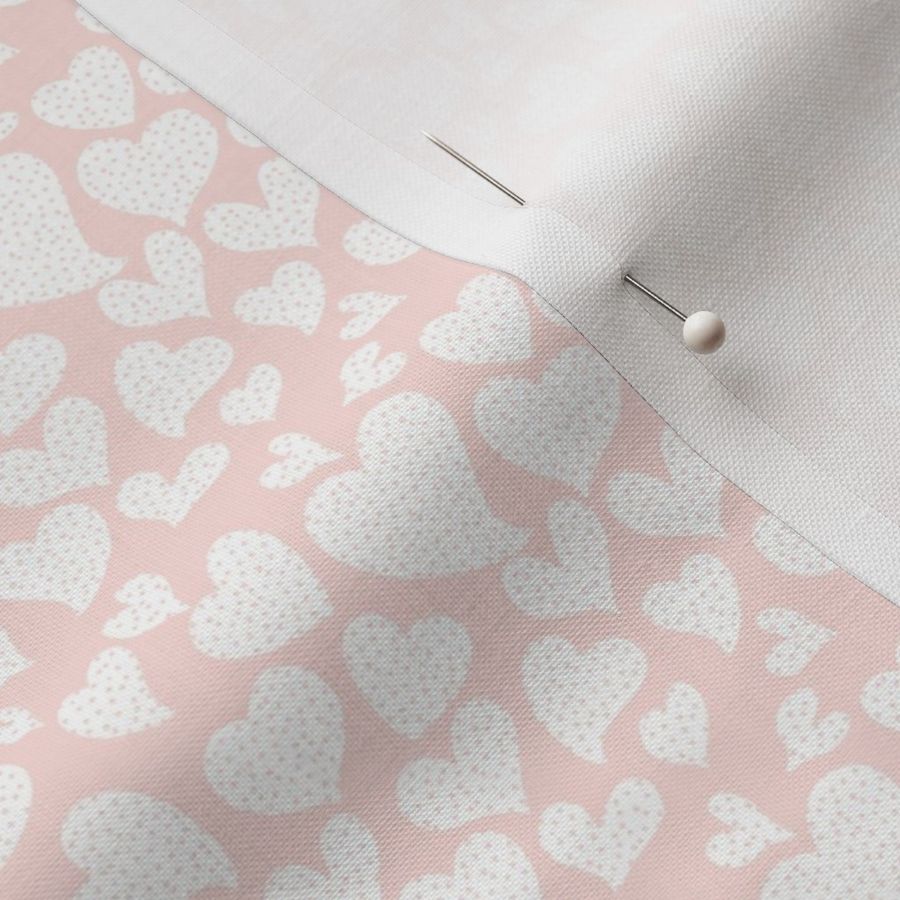 Dottie Hearts // White on Lt Peachy Pink (Small Size)