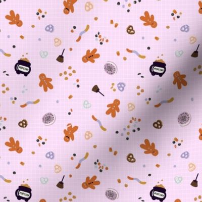 (XS) Halloween party fabric, halloween candy, cute halloween, pink, XS mini scale