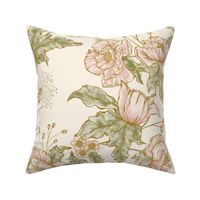 Large bias climbing floral- cream/pink