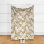 Large bias climbing floral- cream/pink