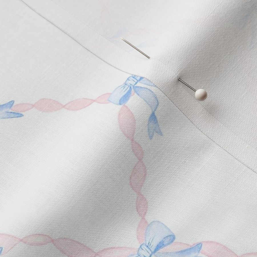 Blue bows pink ribbons grandmillennial pattern