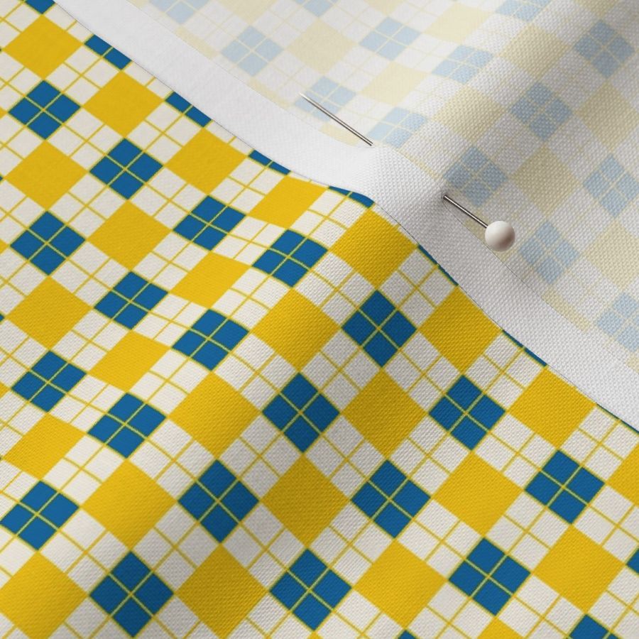 Mini Swedish Midsummer Plaid Checkers in Yellow Blue and Cream