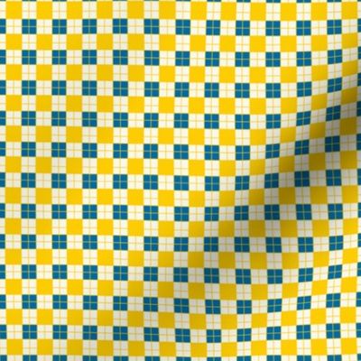 Mini Swedish Midsummer Plaid Checkers in Yellow Blue and Cream