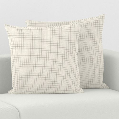 Minimal hand-drawn grid lines - Fika Coordinate - artichoke green on  linen white - medium