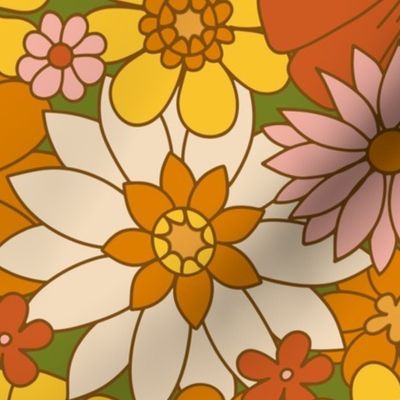 60s Retro Daisy Floral - Large