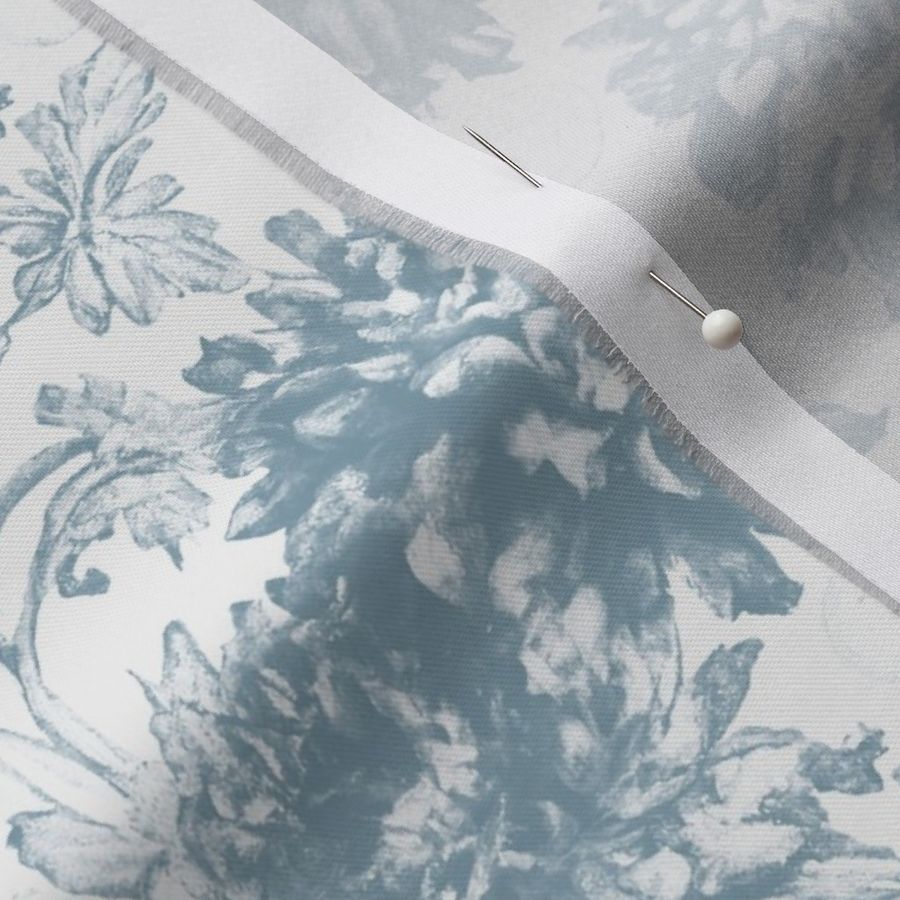 Antique Chrysanthemum Toile in Light French Blue - Coordinate