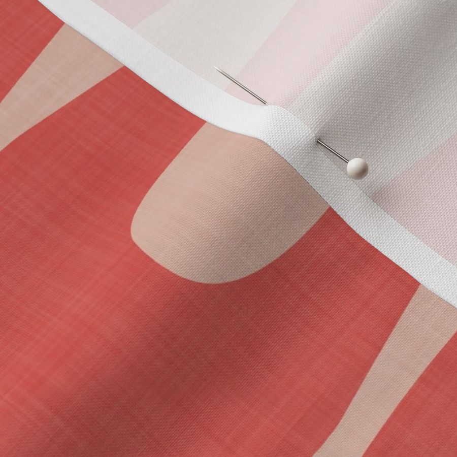 Abstract Mid Century Modern Geometric Curve Stripe in Raspberry Coral Red and Shell Blush