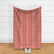 Abstract Mid Century Modern Geometric Curve Stripe in Raspberry Coral Red and Shell Blush