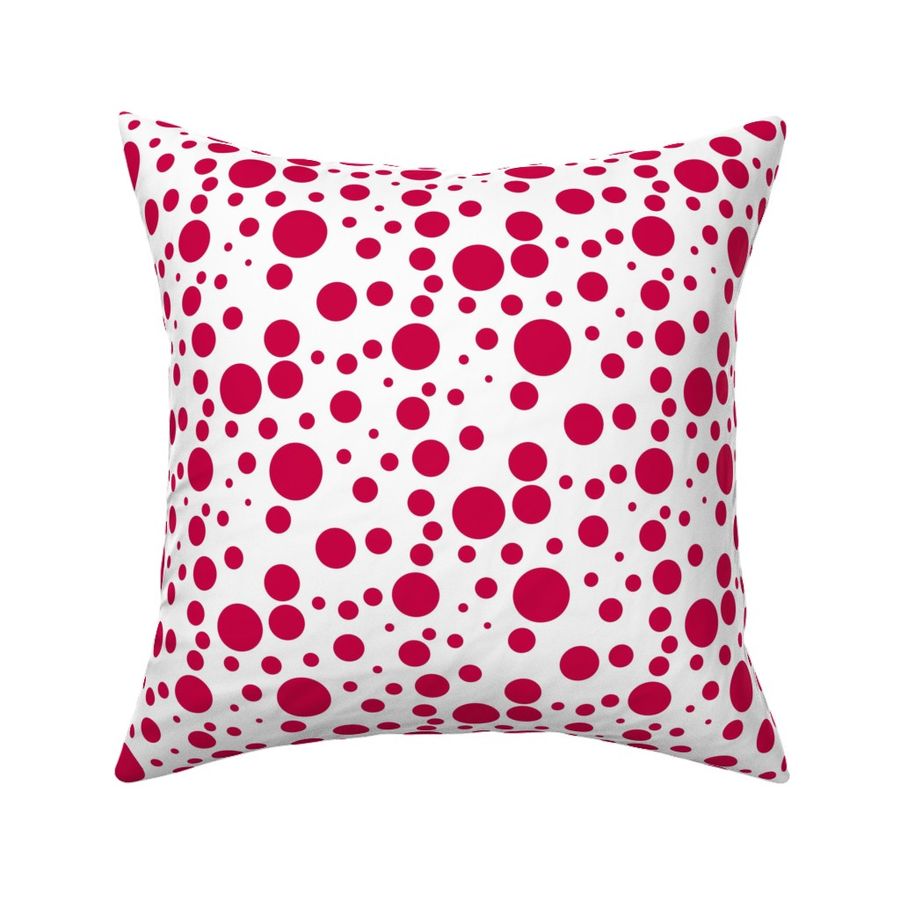 Large Solid Red Polka Dots, Various Sizes, White Background