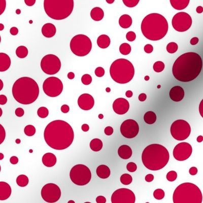 Large Solid Red Polka Dots, Various Sizes, White Background