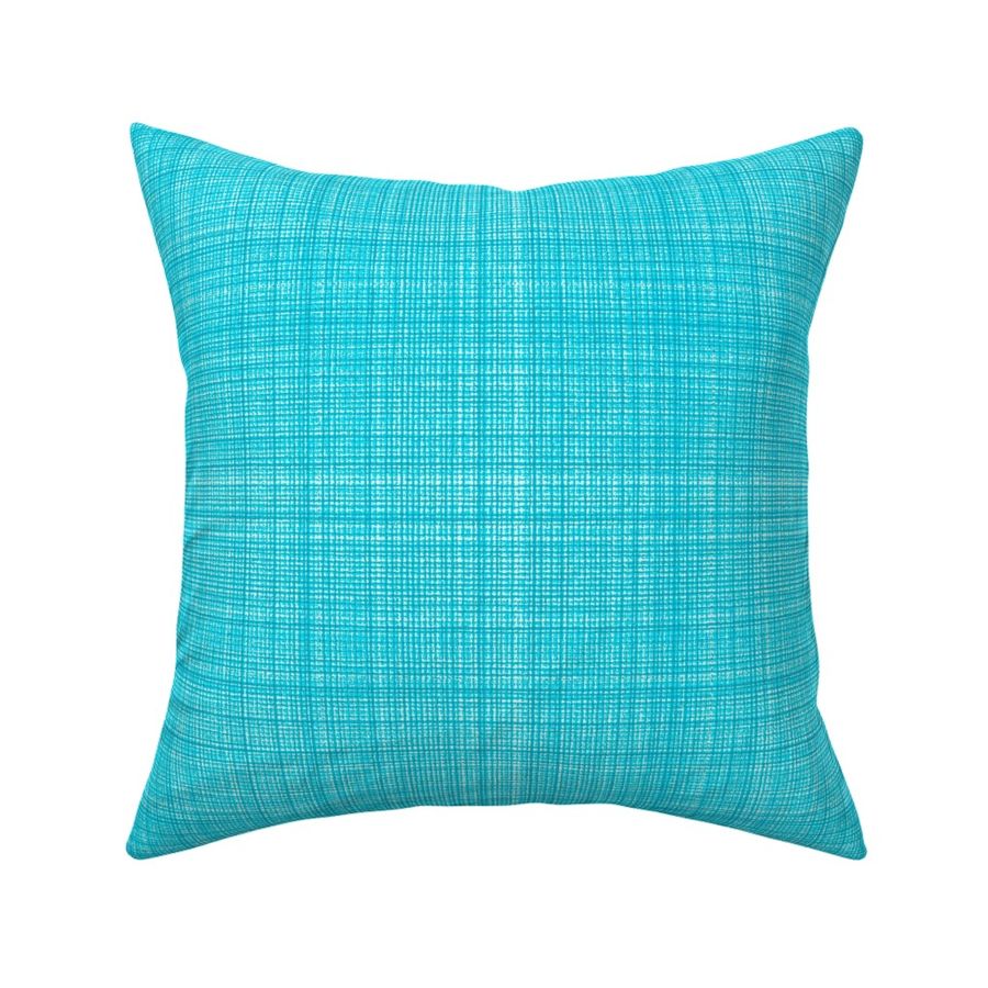 Classic Gingham Checks Plaid Natural Hemp Grasscloth Woven Texture Classy Elegant Simple Blue Blender Bright Pastel Summer Baby Malibu Turquoise Blue 4CE1FF Fresh Modern Abstract Geometric