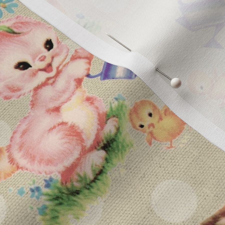 ANIMAL BABIES - RETRO NURSERY COLLECTION (STRAW LINEN)