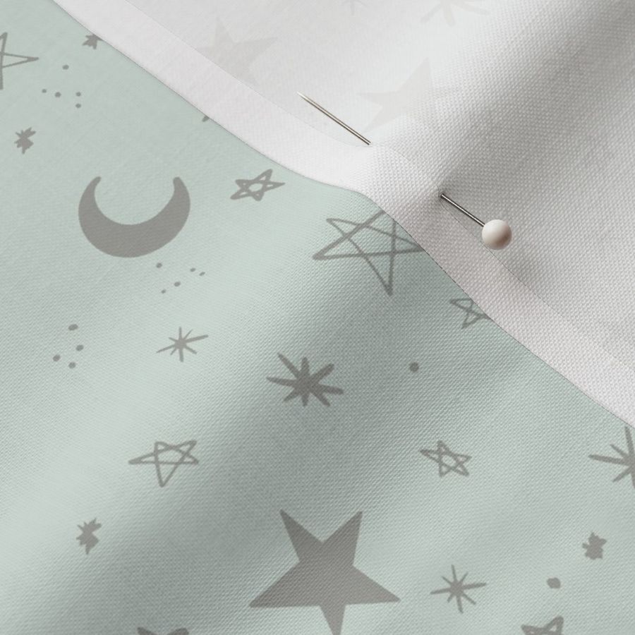 Stardust mint green grey stars and moons Regular Scale by Jac Slade