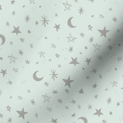 Stardust mint green grey stars and moons Regular Scale by Jac Slade