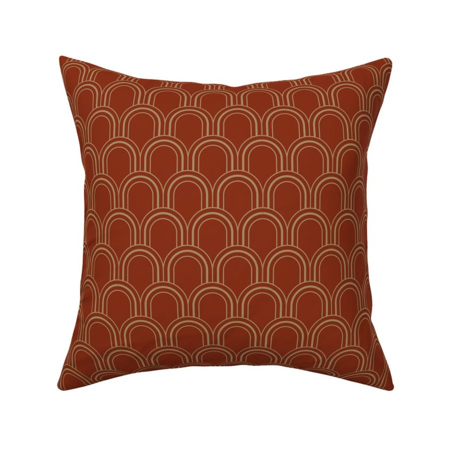 Retro Art Deco Arches Fans - Small Scale - burnt orange and Gold - pointdelettre18