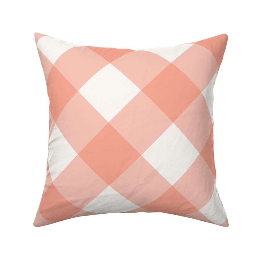 Diagonal Gingham, Salmon Pink, Jumbo