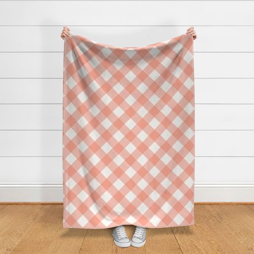 Diagonal Gingham, Salmon Pink, Jumbo