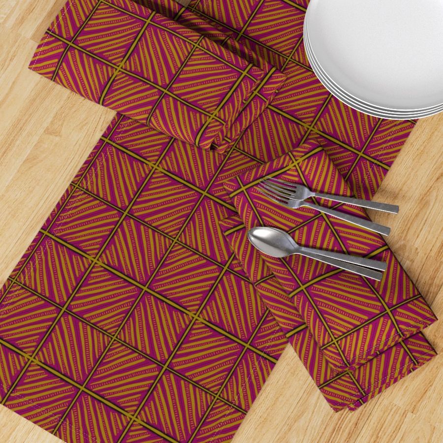 Diamond Tribal Tiles in Magenta and Chartreuse