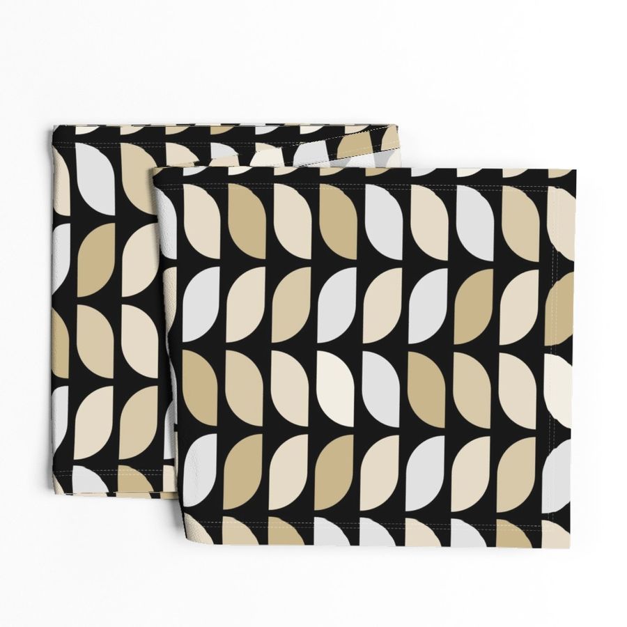 Geometric Pattern: Leaf: Sandstone Black (large version)