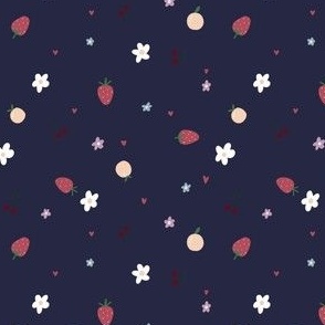 Small Summer Fruits on navy