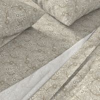 05 Soft Spring- Victorian Floral-Mushroom Brown on Off White- Climbing Vine with Flowers- Petal Signature Solids - Earth Tones- Taupe- Natural- Neutral- William Morris Wallpaper- Mini