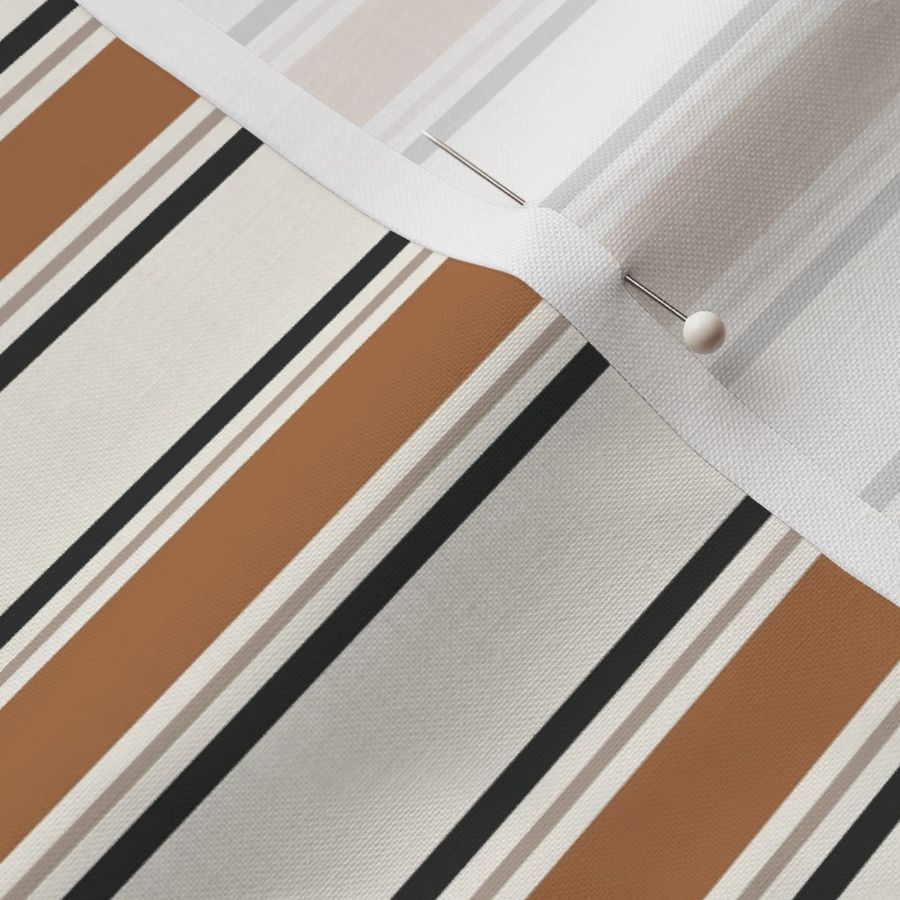 Thick Stripe {Charcoal Black, Neutral Tan and Bran on Clear Moon / Off White} 