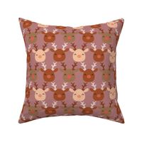 large 5x5in cute reindeer faces - mauve