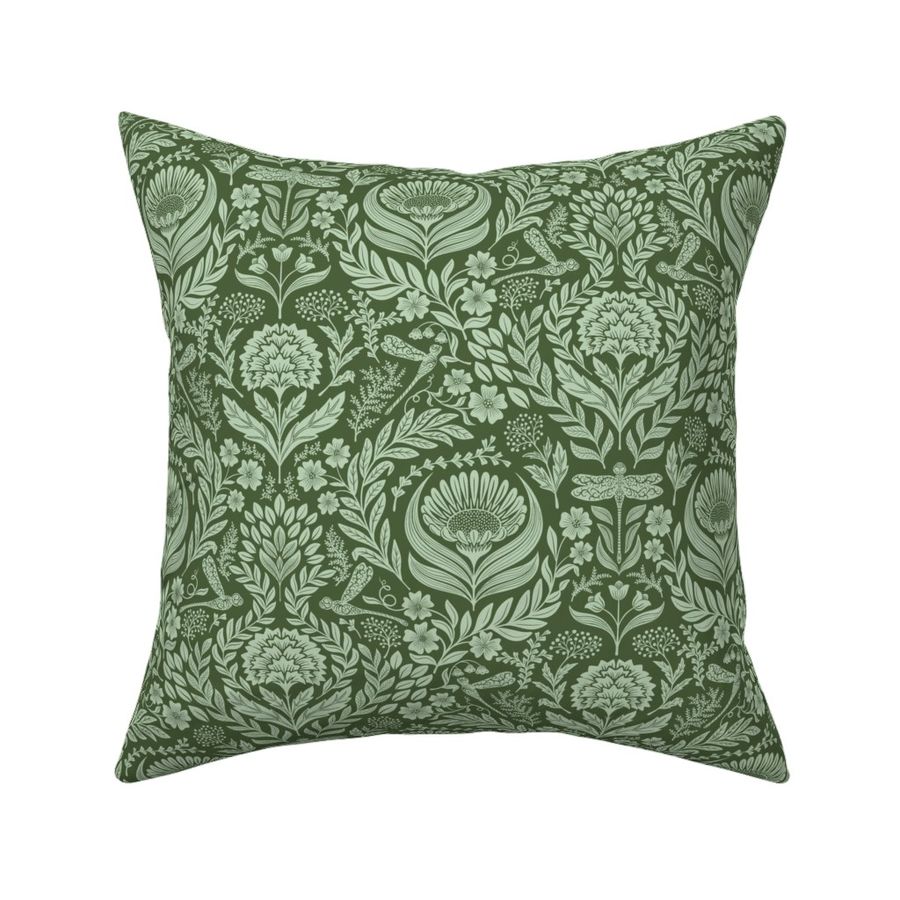 Victorian Floral Damask - green