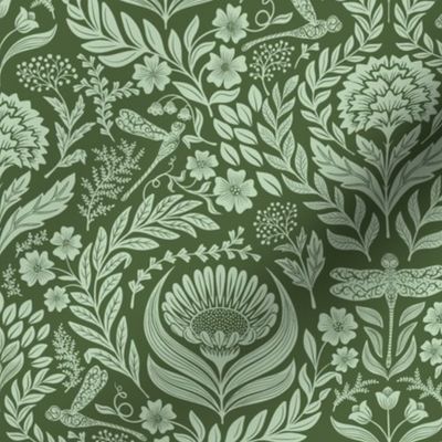 Victorian Floral Damask - green