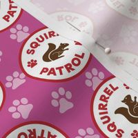 Dog Fabric, Squirrel Patrol Circle Dog Bandana, Pink Dog Fabric