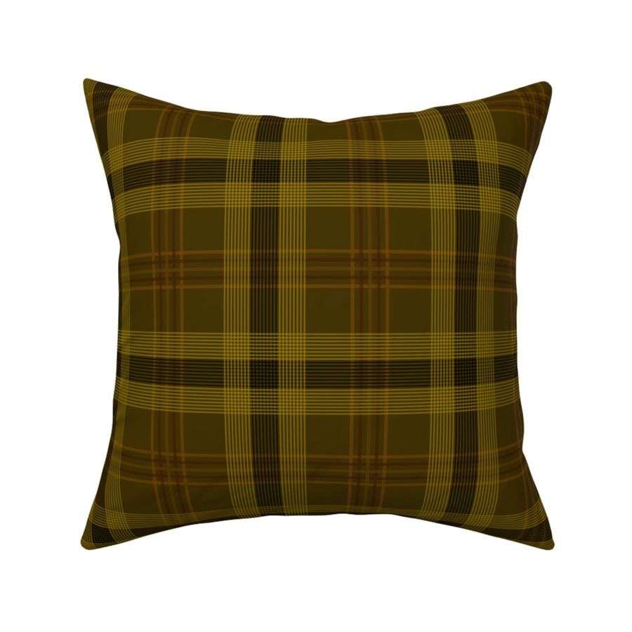 large-Plaid check tartan - Drab dark brown and yellow