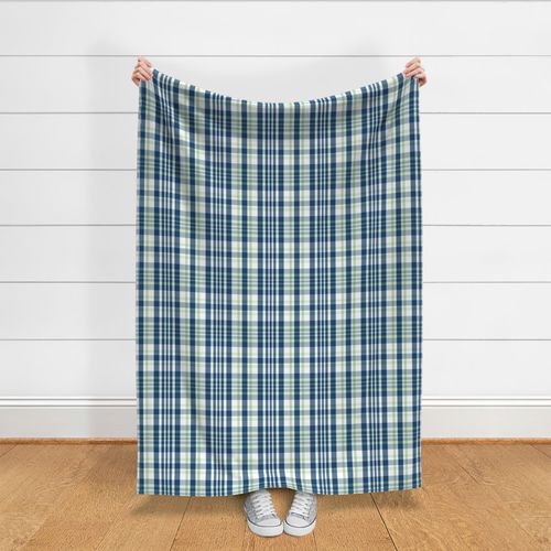 Sorcha Plaid Pattern - Dark Blue, Light Green, White - Summer Tartan Collection