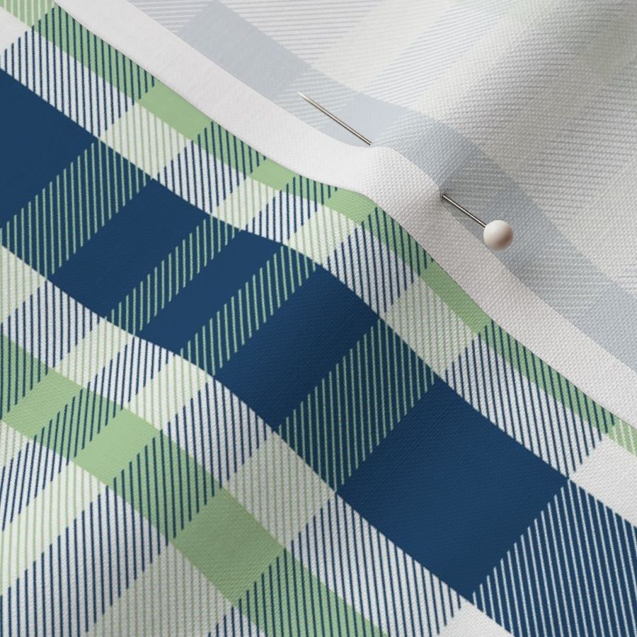 Sorcha Plaid Pattern - Dark Blue, Light Green, White - Summer Tartan Collection